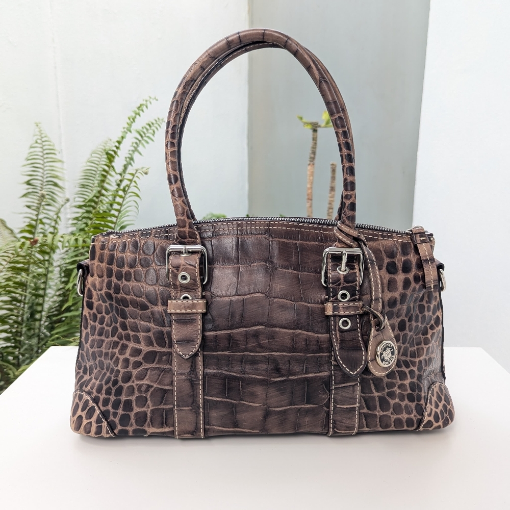 Dooney & Bourke Dark Brown Croc-Embossed Satchel